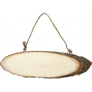 Türschild - schräg geschnittene Holzplatte mit Rindenkante Türschild - schräg geschnittene Holzplatte mit Rindenkante