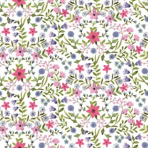 Wachstuch mit Blatt- und Blumenmotiv - mehrfarbig Wachstuch mit Blatt- und Blumenmotiv - mehrfarbig