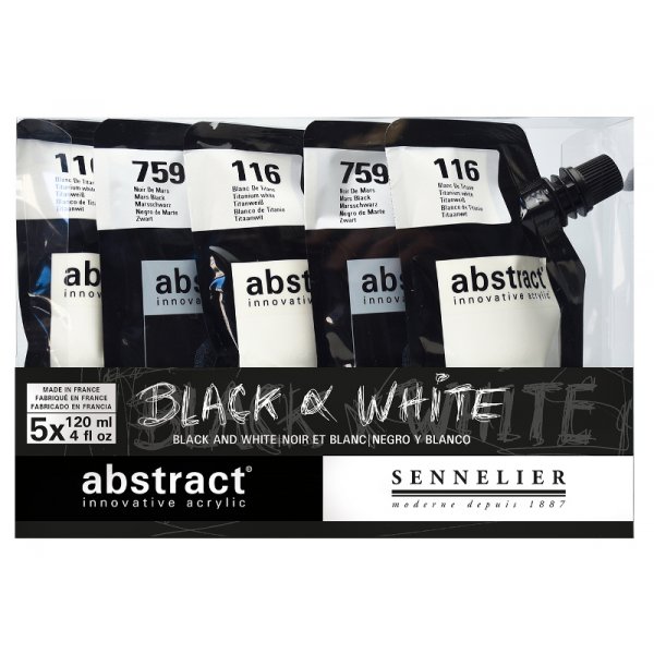 Acrylfarbenset Sennelier Abstract - Black&White Set 5 x 120ml