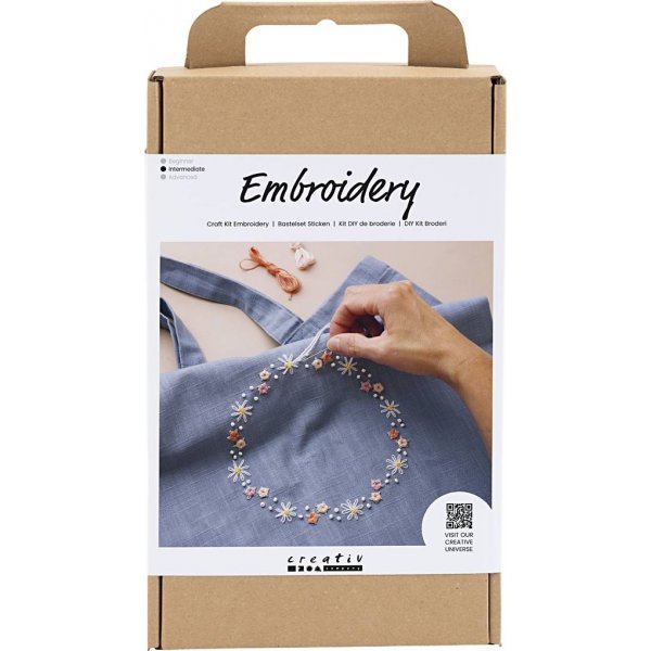 DIY Kit Stickerei - taubenblau - Textiltasche
