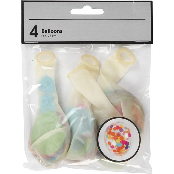 Luftballons mit Konfetti - transparent - 23 cm - 4 Stk
