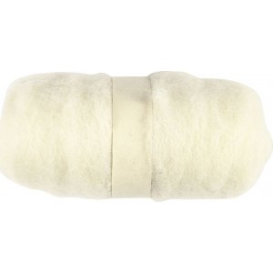 Kardierte Wolle - weiß - 100 g Kardierte Wolle - weiß - 100 g