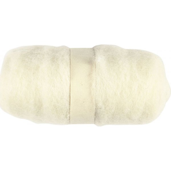 Kardierte Wolle - wei - 100 g