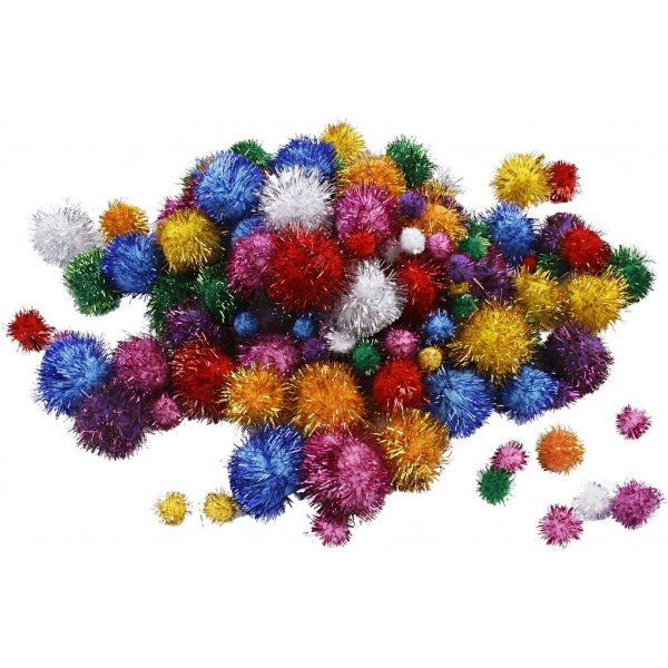 Pompons - leuchtende Farben - Glitzer - 62 g Pompons - leuchtende Farben - Glitzer - 62 g