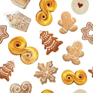 Gemusterte Weihnachtsplätzchen aus Jersey - Weiß Gemusterte Weihnachtsplätzchen aus Jersey - Weiß