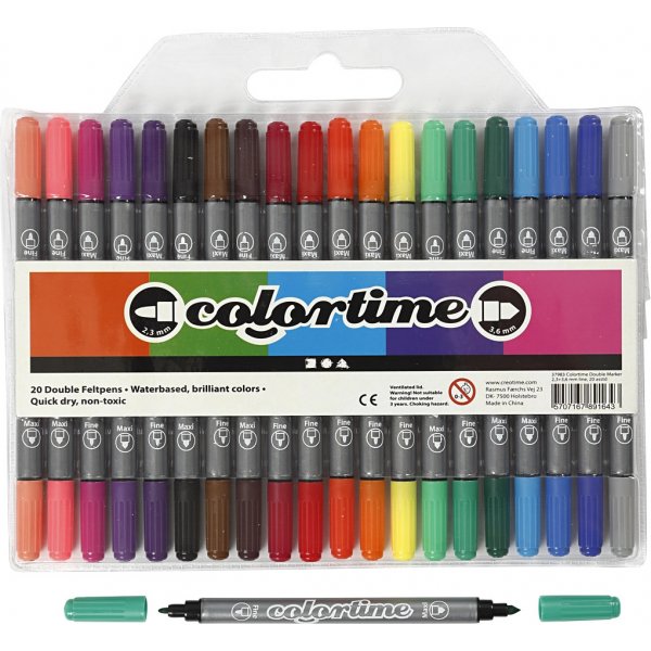 Colortime Doppelmarker - Standardfarben - 20 Stk