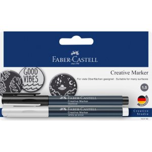Faserstift-Set - Faber-Castell - Kreativmarker - Weiß und Schwarz Faserstift-Set - Faber-Castell - Kreativmarker - Weiß und Schwarz