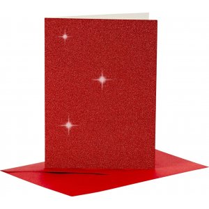 Karten und Umschläge - Rot - Glitzer - 11,5 x 16,5 cm - 4 Sets Karten und Umschläge - Rot - Glitzer - 11,5 x 16,5 cm - 4 Sets