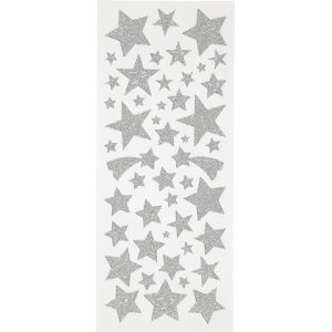 Glitzeraufkleber - Silber - Sterne - 2 Bögen Glitzeraufkleber - Silber - Sterne - 2 Bögen