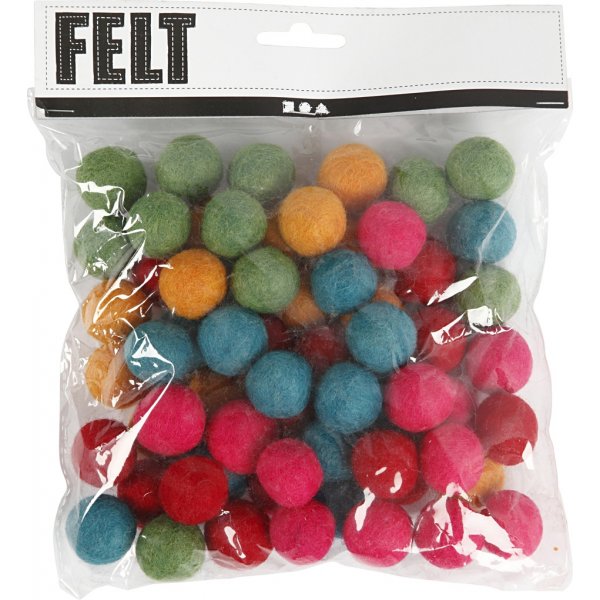 Wollperlen - kr�ftige Farben - 64 Stk