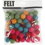 Wollperlen - krftige Farben - 64 Stk