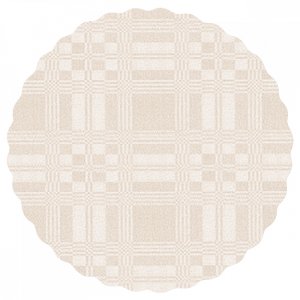 Wachstuch, PVC, rund, Damast - Wei