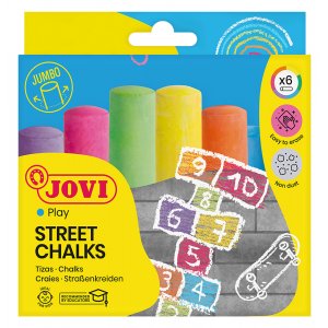 Buntstifte - Jovi - 6 Jumbo-Straßenmalstifte in verschiedenen Farben Buntstifte - Jovi - 6 Jumbo-Straßenmalstifte in verschiedenen Farben