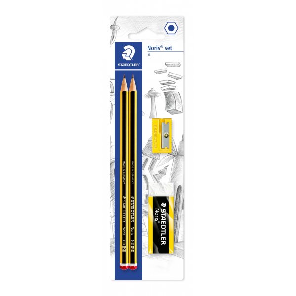 Noris Bleistifte mit Radiergummi und Spitzer - 2 Bleistifte