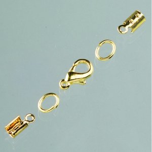 Verschlussvorrichtungen für Lederbänder ø 2 mm - vergoldet (Klemmmontage) Verschlussvorrichtungen für Lederbänder ø 2 mm - vergoldet (Klemmmontage)