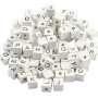 Buchstabenperlen - wei - 8x8 mm - 96 Stk