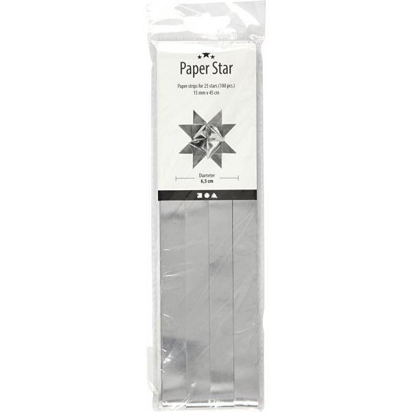 Sternstreifen - Silber - 6,5 cm - 100 Streifen