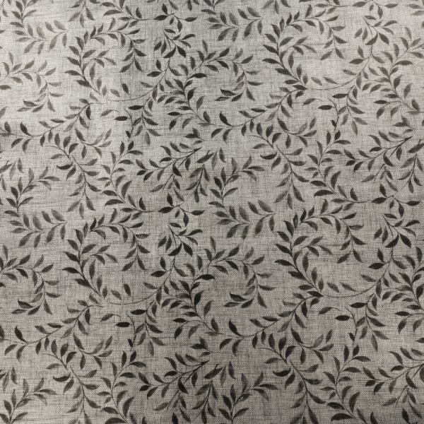Wachstuch PVC Small Leaf - Grau/Schwarz