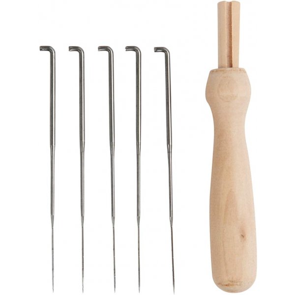 Filznadelhalter aus Holz mit 5 Zwischennadeln