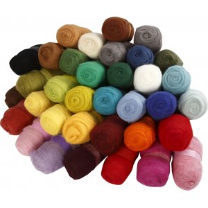 Kardierte Wolle - gemischte Farben - 35 x 100 g Kardierte Wolle - gemischte Farben - 35 x 100 g