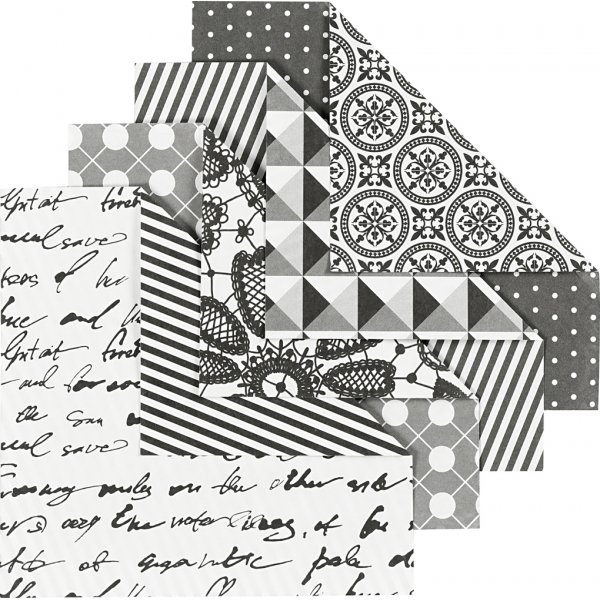 Origamipapier - schwarz/wei - 10 x 10 cm - 50 Blatt