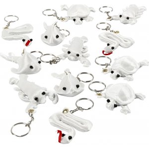 Textilfiguren mit Schlüsselanhänger - weiß - 4 x 3 Stk Textilfiguren mit Schlüsselanhänger - weiß - 4 x 3 Stk