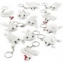 Textilfiguren mit Schlsselanhnger - wei - 4 x 3 Stk