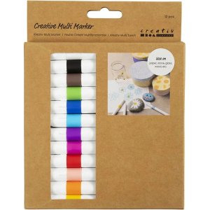 Kreativ Multi Marker, gemischte Farben, Spitze 4 mm, 12 Stk Kreativ Multi Marker, gemischte Farben, Spitze 4 mm, 12 Stk