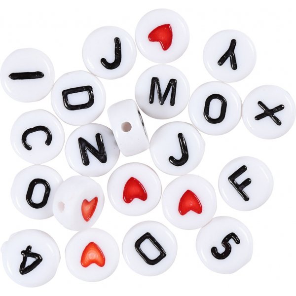 Buchstabenperlen - schwarz/wei - 7 mm - ca. 1500 Stk