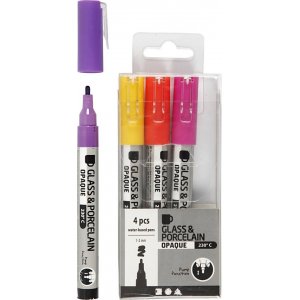 Glas- und Porzellanmarker - Orange - Lila - Hellrot - Gelb - Halbdeckend - 1-2 mm - 4 Stk Glas- und Porzellanmarker - Orange - Lila - Hellrot - Gelb - Halbdeckend - 1-2 mm - 4 Stk