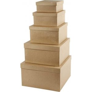 Quadratische Hutschachteln - verschiedene Größen - 5 Stk Quadratische Hutschachteln - verschiedene Größen - 5 Stk