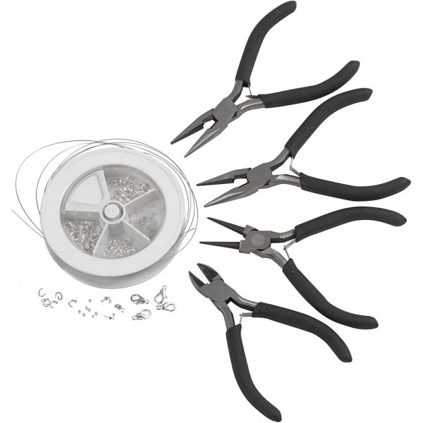 Schmuck-Starterset mit Werkzeugen - versilbert