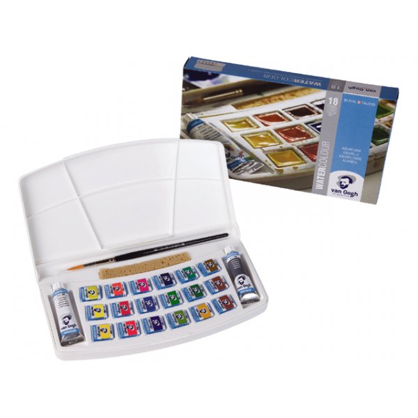 Van Gogh Aquarell-Set (18+2 Farben, Naturschwamm und Pinsel)