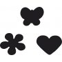 Papierstanzer - Blume - Schmetterling und Herz - 3 Stk