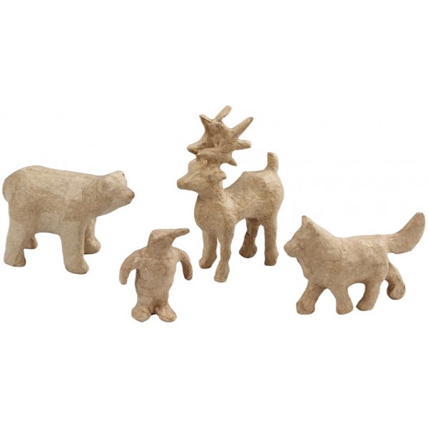 Polartiere - 4er-Pack - Schlittenhund, Pinguin, Eisbr und Rentier