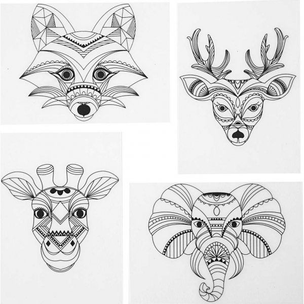 Schrumpffolien mit Motiven - matttransparent - Wildtiere - 4 Bgen