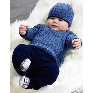Strickmuster - Strukturierter Strickpullover und Mütze sowie schlicht gestrickte Hose Strickmuster - Strukturierter Strickpullover und Mütze sowie schlicht gestrickte Hose