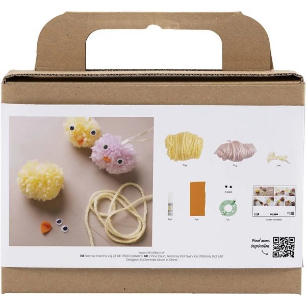 Mini DIY Kit Pompom, gemischte Farben, Hhner