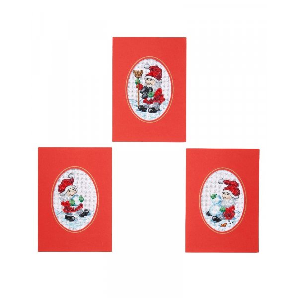 Stickset Weihnachtskarte - Weihnachtsmann-Tennisschuhe im Schnee