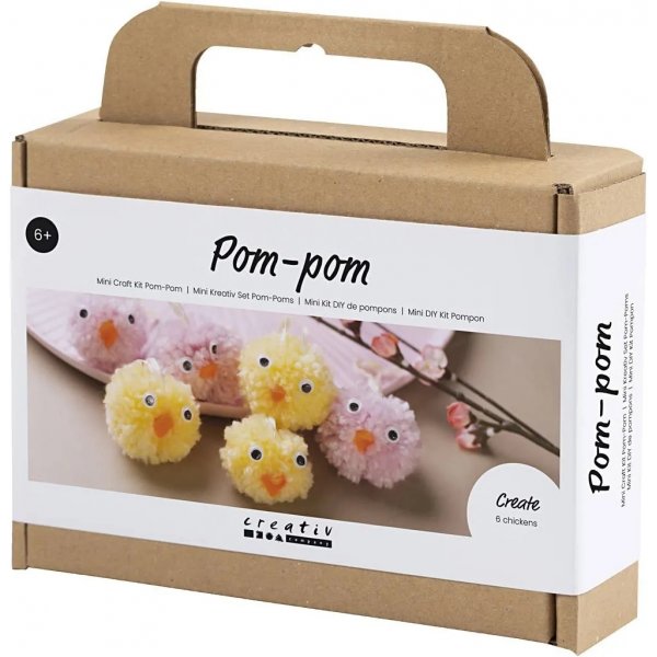 Mini DIY Kit Pompom, gemischte Farben, Hhner