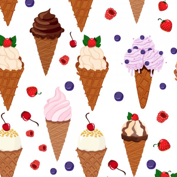 Gemusterter Trik 150 cm - Eiscreme und Beeren-Vanille