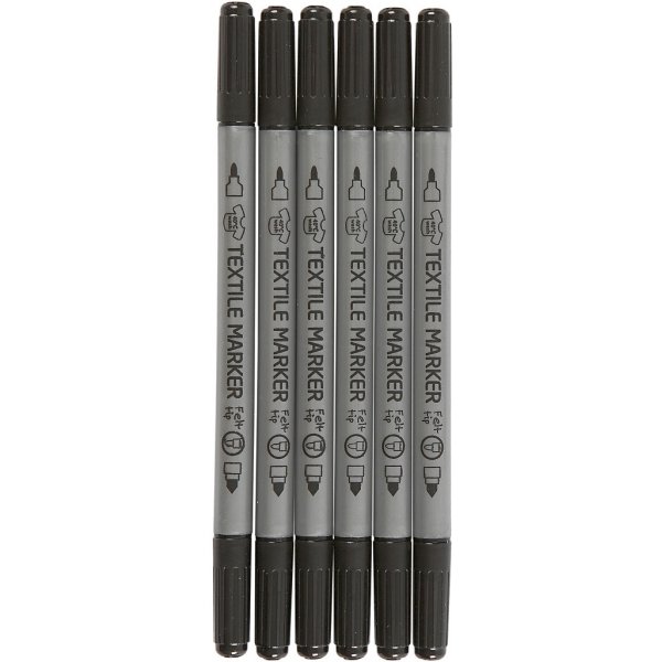 Textilmarker - schwarz - 6 Stk