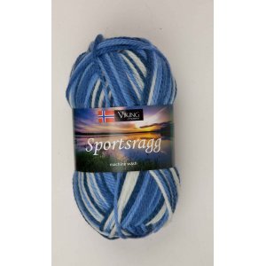 Wikingergarn Sportlappen 50g - Multi Weiß/Blau (525) SR Wikingergarn Sportlappen 50g - Multi Weiß/Blau (525) SR