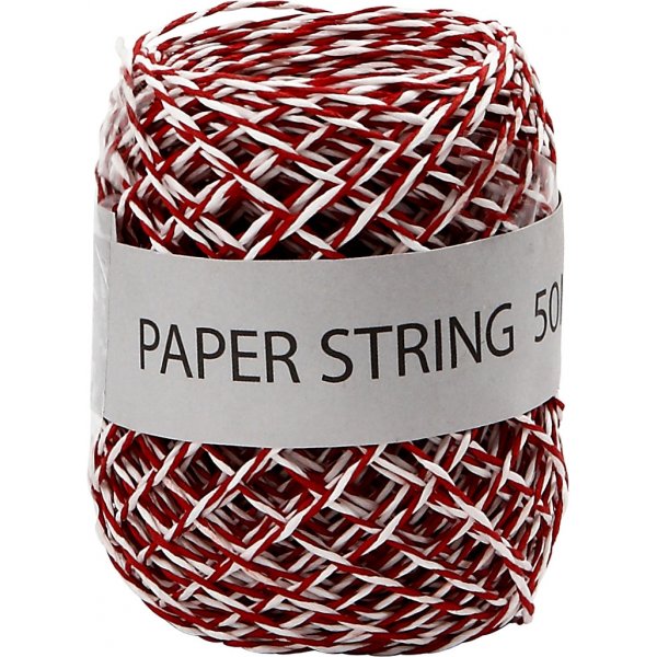 Papierschnur - rot/wei - 50 m