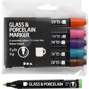 Markierstifte für Glas und Porzellan - Komplementärfarben - halbdeckend - 6 Stk Markierstifte für Glas und Porzellan - Komplementärfarben - halbdeckend - 6 Stk