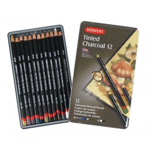 Derwent Toned Charcoal - 12 Bleistifte Derwent Toned Charcoal - 12 Bleistifte