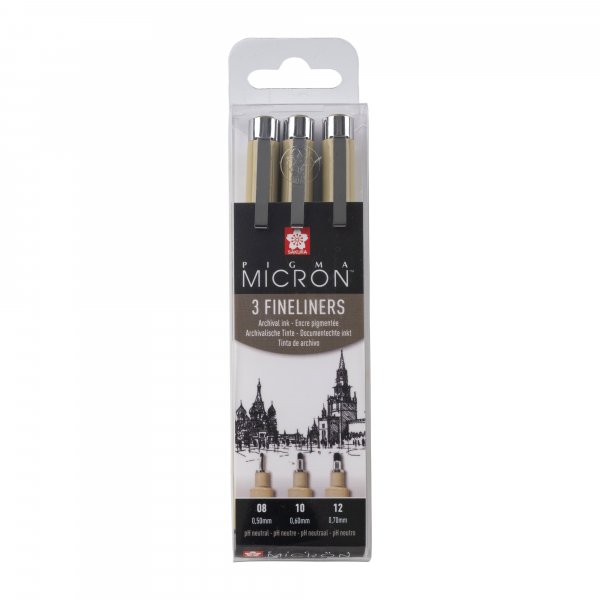 Fineliner Pigma Micron Set - 3 Stifte (08, 10, 12)