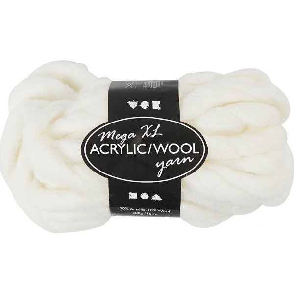 XL-Acrylgarn mit Wolle - 300 g - gebrochenes Wei