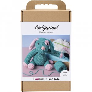 DIY-Set Amigurumi-Welpe, pastellrosa und dunkelt�rkis - 1 Packung.