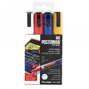 Markierstift ZIG Posterman Wet-Wipe 6 mm, 4 Stück Markierstift ZIG Posterman Wet-Wipe 6 mm, 4 Stück